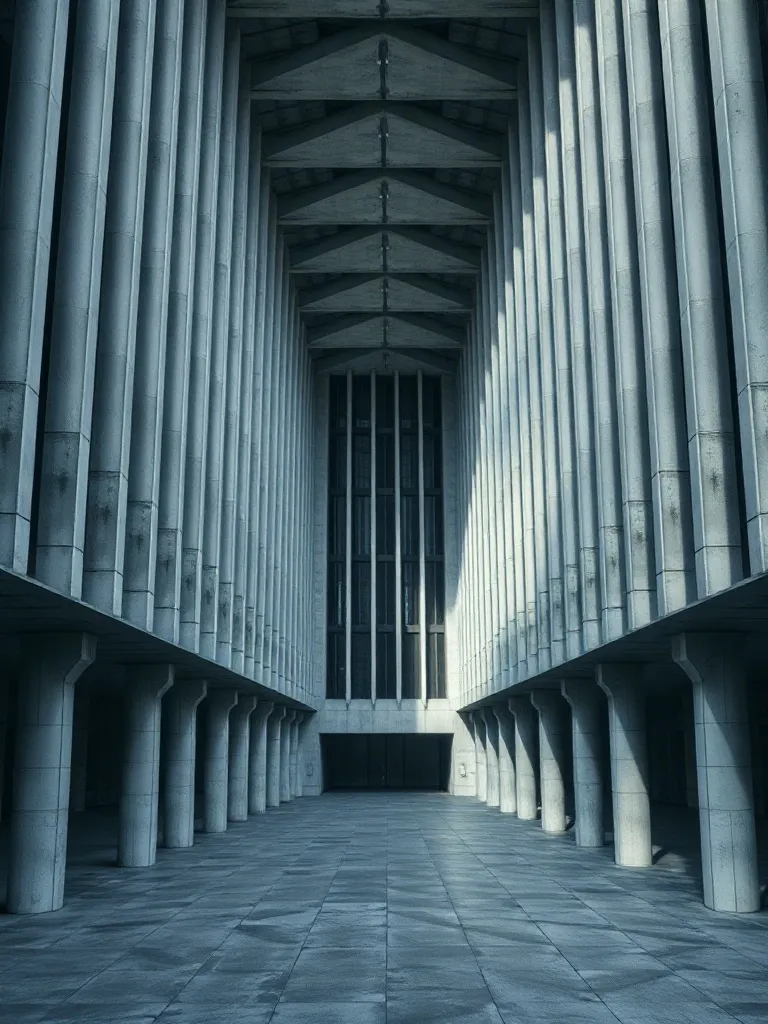 A minimalist architectural shot of a massive concrete archiv